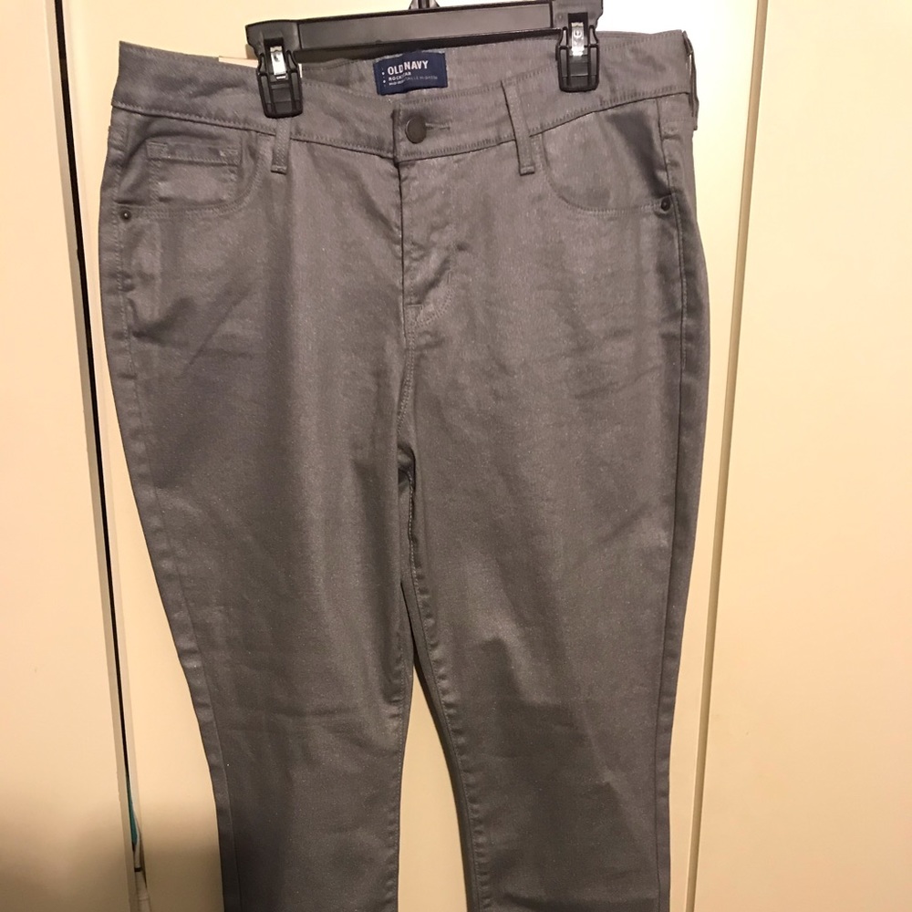 Silver Sparkle Rockstar Super Skinny Pants